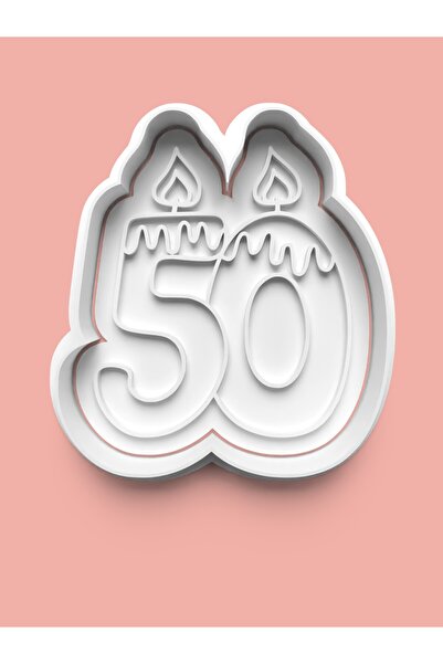 AKTASTORE قالب كوكيز وعجينة السكر مع شكل شمعة وخمسين رقمًا - رقم 50