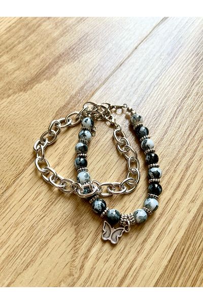 by özllem Butterfly Glass Bead Bracelet Set