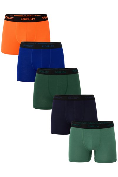 don joy Men's 5-Piece Cotton Combed Modal Boxers with Elastic Waist