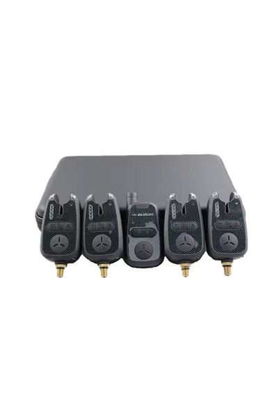 FishEdge Set profesional pentru pescuitul crapului, FishEdge Gri Închis, format din 4 senzori + receptor, 4 swingere,