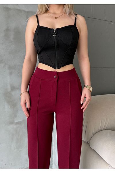RPT MODA High Waist Palazzo Pants with Stitched Front Lycra