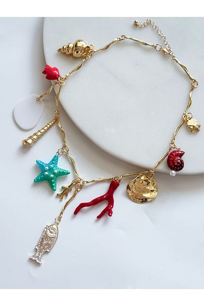 CHARMLUCKY Steel Coral Sea Charm Y Necklace