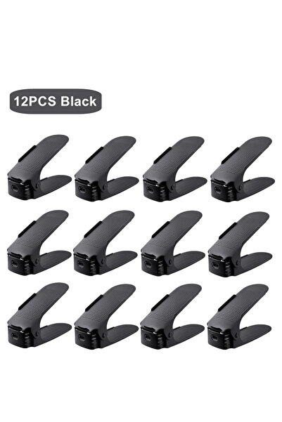 Choice Black 12PCS 12Pcs Adjustable Shoe Organizer Shoe Support Rack, Space S...