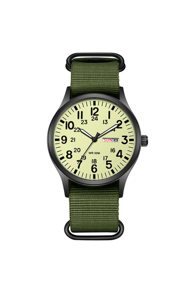 Choice ساعة TPW Field 1 2024 Green Luminous سهلة القراءة بحزام من القماش وشاش...