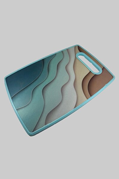 SİHİRLİ AYAKLAR Mixed Color Handle Cutting Board Mixed Color Mixed Wave Pattern 23X33 cm