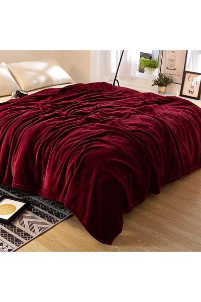 Fabienne Silky Soft Single Blanket Maroon 150x200cm Flannel Throw Blanket 280 GSM