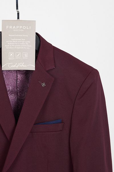 Frappoli Ανδρικό μπουφάν Poly Claret Red Lycra Cotton Slim Fit Sports Blazer (Plus Size - Oversize)
