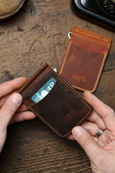 Wild West Crafted Saddle Clip Genuine Leather Handmade Men's Card Holder. Bir...