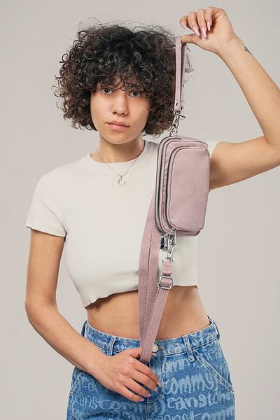 Getcho Herpre Pink Women's Crossbody Bag Small Size Double Zipper Lightweight Sports Model for Daily Use