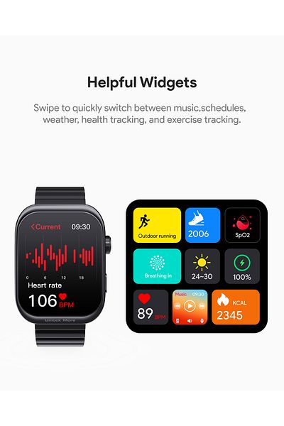 AUKEY Smartwatch 2.0-inch, HD AMOLED display, Magnetic , IP67 Waterproof, 15 Days