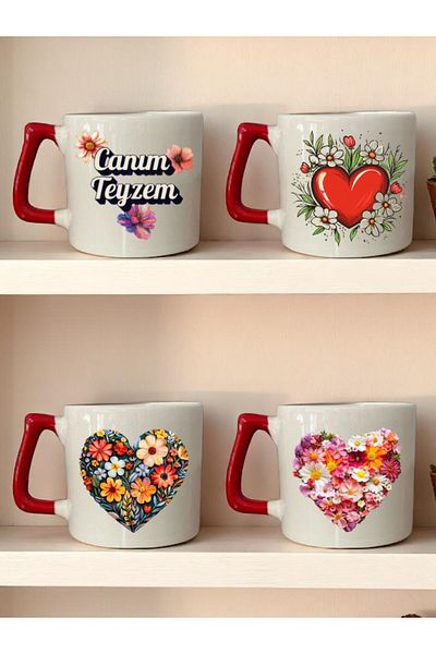 lili hediyelik Dear Aunt Written Gift for Aunt Birthday Gift for Aunt 4-Piece Ceramic Mug