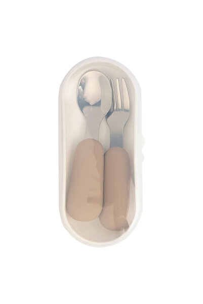 Babies Basic طقم أدوات مائدة من الفولاذ المقاوم للصدأ مع ملعقة وشوكة وحقيبة س...