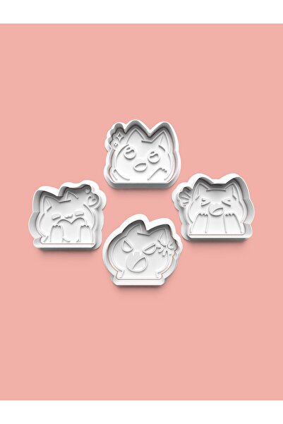 AKTASTORE قالب كوكيز القطط المميز وقالب عجينة السكر، مجموعة من 4 قطع 0425-set
