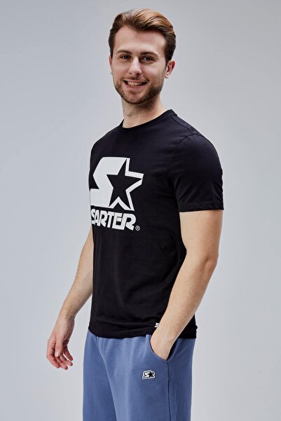 Starter Ανδρικό μπλουζάκι HUDSON με μαύρο λαιμόκοψη με τυπωμένο Standard Fit