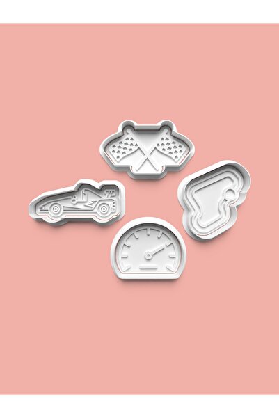 AKTASTORE Car Racing Theme Cookie Mold and Sugar Dough Mold Set of 4
