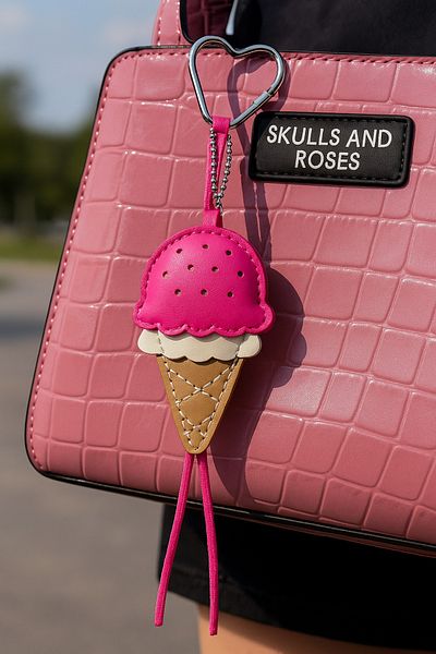 OEM Breloc Fantezie Înghețată Roz – Keychain Bag Charm Icecream, Accesoriu Geantă