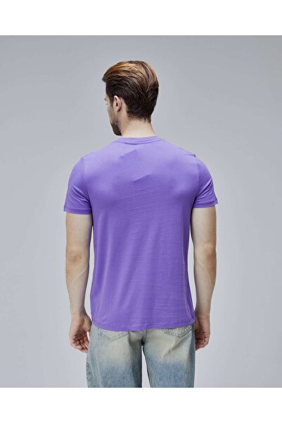 Starter Ανδρικό μπλουζάκι WARREN Purple Crew Neck Patchli Standard Fit