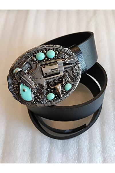 Butik Tülin Unisex Authentic Genuine Cowhide Black Metallic Pattern Enamel Pi...