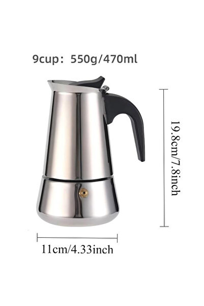 Choice 450ml Coffee Pot Stainless Steel Moka Pot Italian Coffee Maker 9 cup 15 OZ Stovetop Espresso Maker f