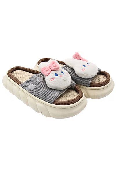 Generic Papuci de pernă antiderapanți Cloud Kitty cu margine și talpă din spumă foarte ușoară, gri, 36-37