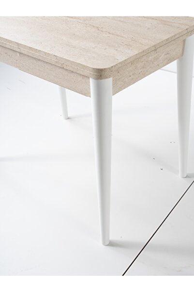 MUTLU ALIŞVERİŞ MERKEZİ Damla Açılır Döner Kaşıklıklı Mutfak Yemek Masası 60x90 TRAVERTEN