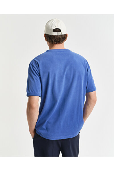 Gant Erkek Mavi Relaxed Fit Bisiklet Yaka Logolu T-Shirt