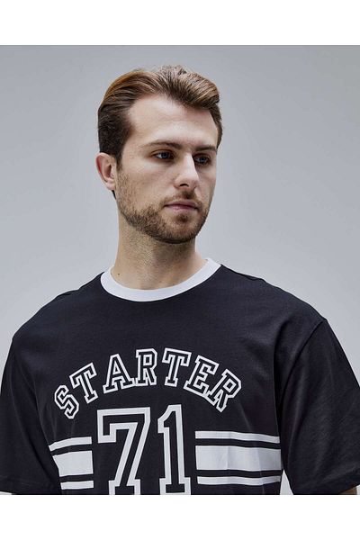 Starter Camden Black Crew Neck Printed Oversize Men's Tshirt