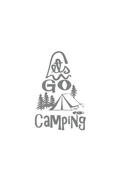 Reysa Tasarım ملصق Lets Go Camping مقاس 17x17 سم باللون الرمادي