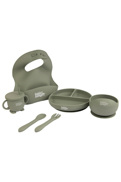 Babies Basic BabiesBasic Feeding Set, 6 Piece, Silicone Plate, Bowl, Bib, Spo...