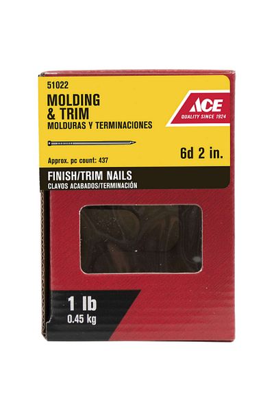 ACE 6D Diamond Point Brad Head Finish/Trim Steel Nail Black 2inch