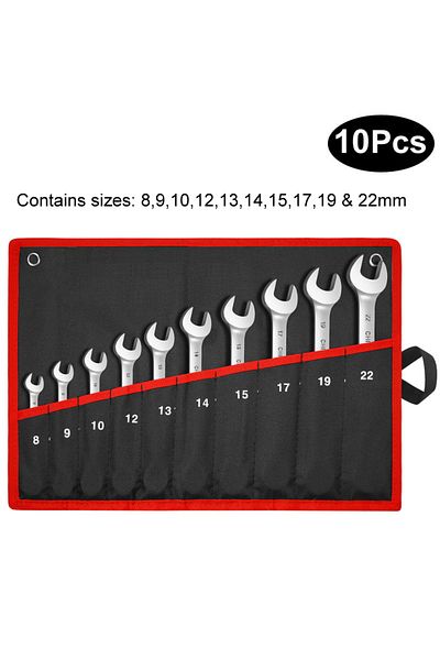 Choice 10pcs(8-22mm) Flex Head Ratcheting Wrench Set,Combination Ended Spanner kits, Chrome Vanadium Steel