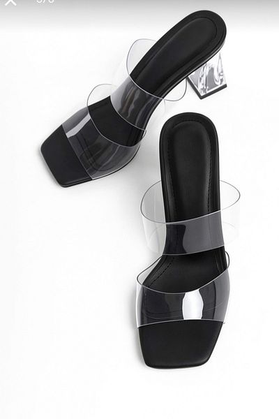 FİNTAS Ayağınıza Gelen Moda Transparent Heeled Transparent Banded Women's Slippers