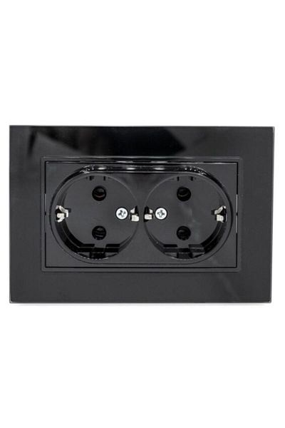 OEM Black double socket with glass frame