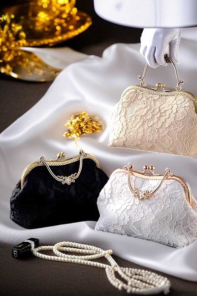 ELENAS French Lace Model Stylish and High Quality Bridal Bag Wedding Bag Shoulder and Evening Dress Bag Atrasite Case