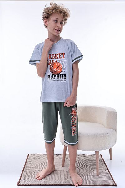 FORMO Boy's 100% Natural Cotton Short Sleeve Capri Pajama Set