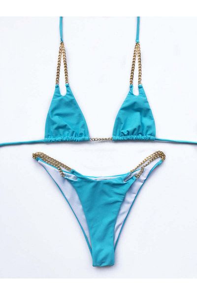 WildFashion Costum de bai in 2 piese accesorizat cu lanturi metalice SW2304-48
