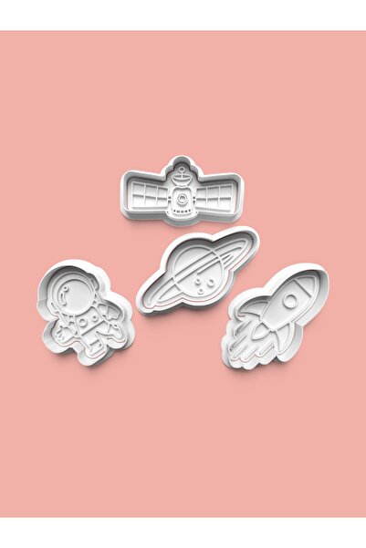 AKTASTORE مجموعة من 4 قوالب بسكويت وقوالب عجينة السكر بتصميم صاروخ الفضاء وال...