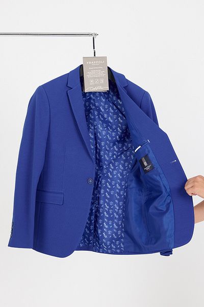 Frappoli Ανδρικό μπλε πλεκτό Bortolo Stretching Lycra Mono Collar Slim Fit Sports Blazer Jacket