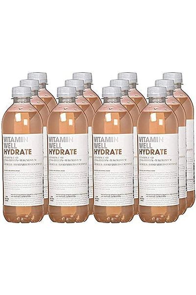 Flx Vitamin Vitamin Well Hydrate Rhubarb/Strawberry Vitamin C + D Zinc + Biotin (VW HYDRATE 500ML Pack of 12)
