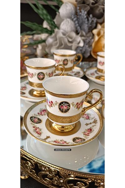 Kosova 6 Personal Relief Pattern Footed Coffee Cup Set (Rsy231)