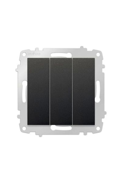 LiderGlobal Metallic black triple switch frameless grano - compatible frame for socket and switch