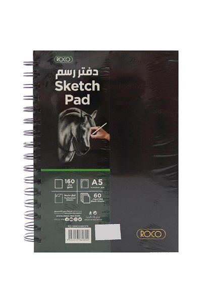 Roco Sketch Book 160gsm Black A5 60 Sheets