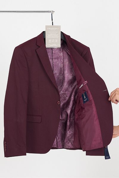 Frappoli Ανδρικό μπουφάν Poly Claret Red Lycra Cotton Slim Fit Sports Blazer (Plus Size - Oversize)