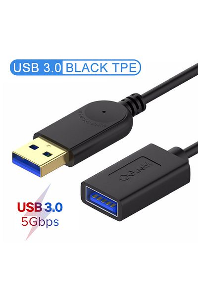 Choice 3m 10ft USB3.0 TPE Black QGeeM USB Extension Cable Cord Super Speed USB 3.0 Cable Male to Female 1m
