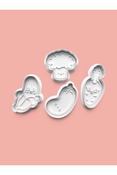 AKTASTORE قالب كوكيز على شكل خضروات وقالب عجينة السكر، مجموعة من 4 قطع 0427-set