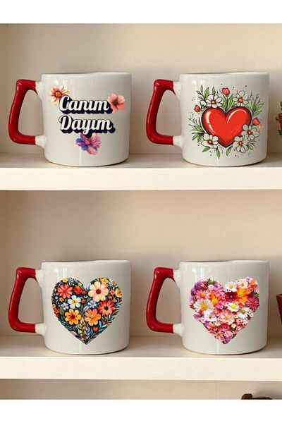 lili hediyelik Dear Uncle Written to Uncle Gift to Uncle Birthday Gift Set of 4 Ceramic Mug Cups