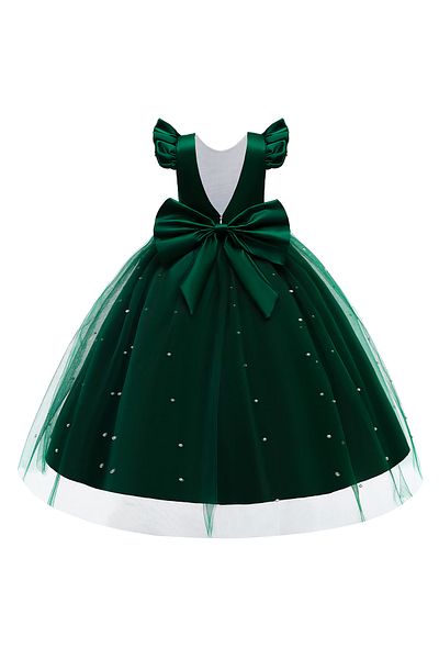 NSMLİFE Girls' Long Pearl Dress Birthday Graduation Dress Prom Dress