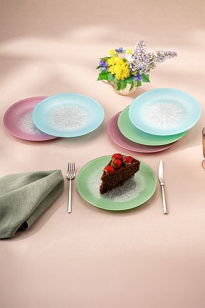 Emsan Pastel Glass Cake Set for 6 People 21 cm