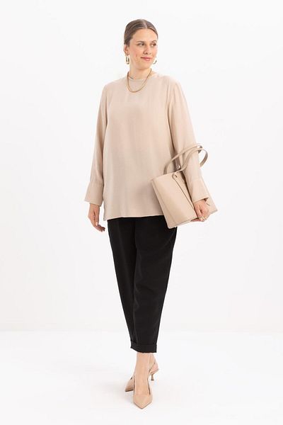ALLDAY Beige-Pens Detailed Modal Tunic