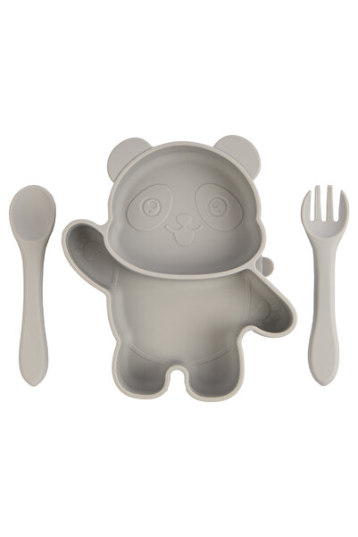 Babies Basic 3 Piece Silicone Feeding Set, with Silicone Suction Plate, Spoon...